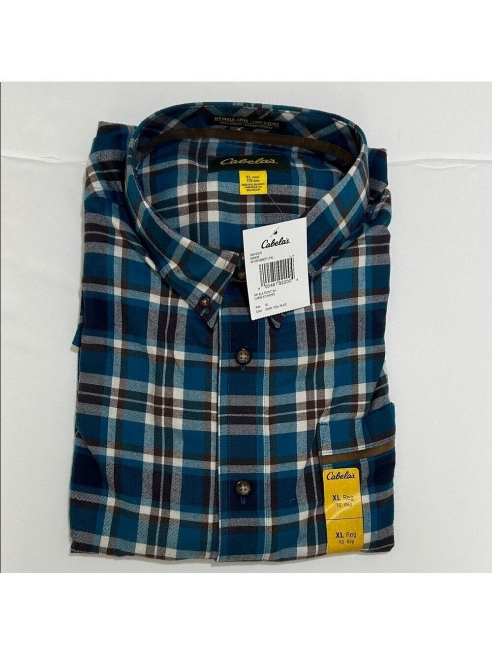 Cabela's Teal and Brown Plaid Men's Shirt. NWT. Size XL long sleeves.